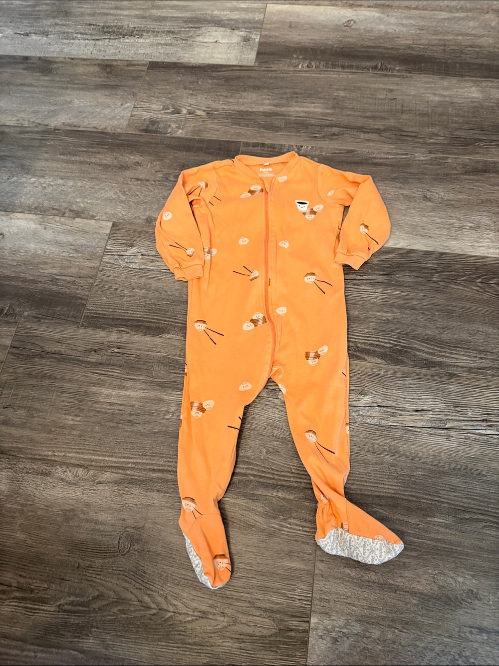 Pekkle Orange Kids Footed One-Piece Pajamas